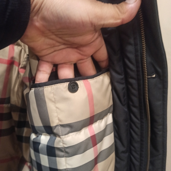 Burberry men's black puffer parka lining long coat SZ XL - Picture 7 of 16